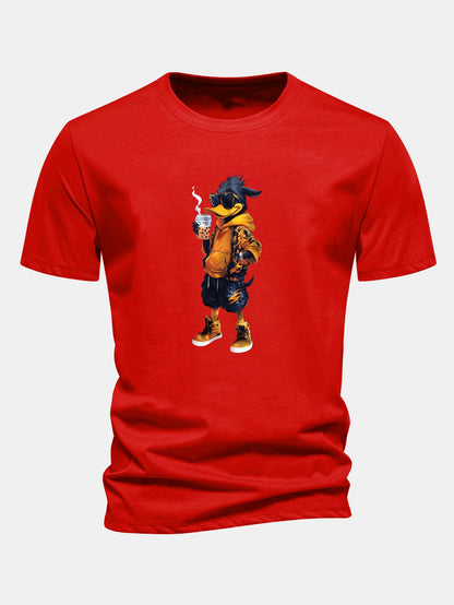 Regular Fit Carton Duck Print Cotton T-Shirt