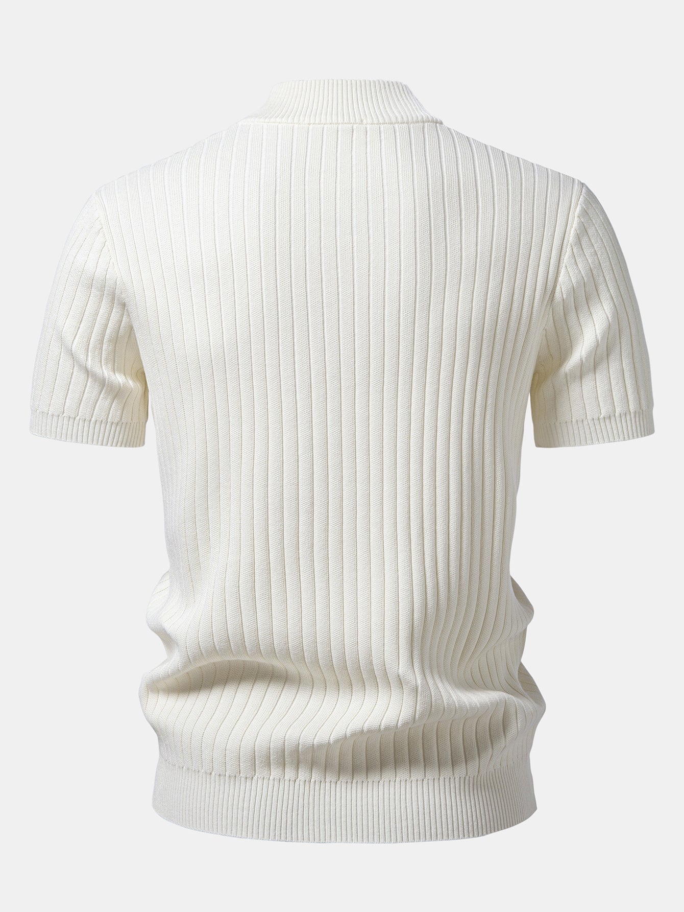 Ribbed Mock Neck Knit T-Shirt