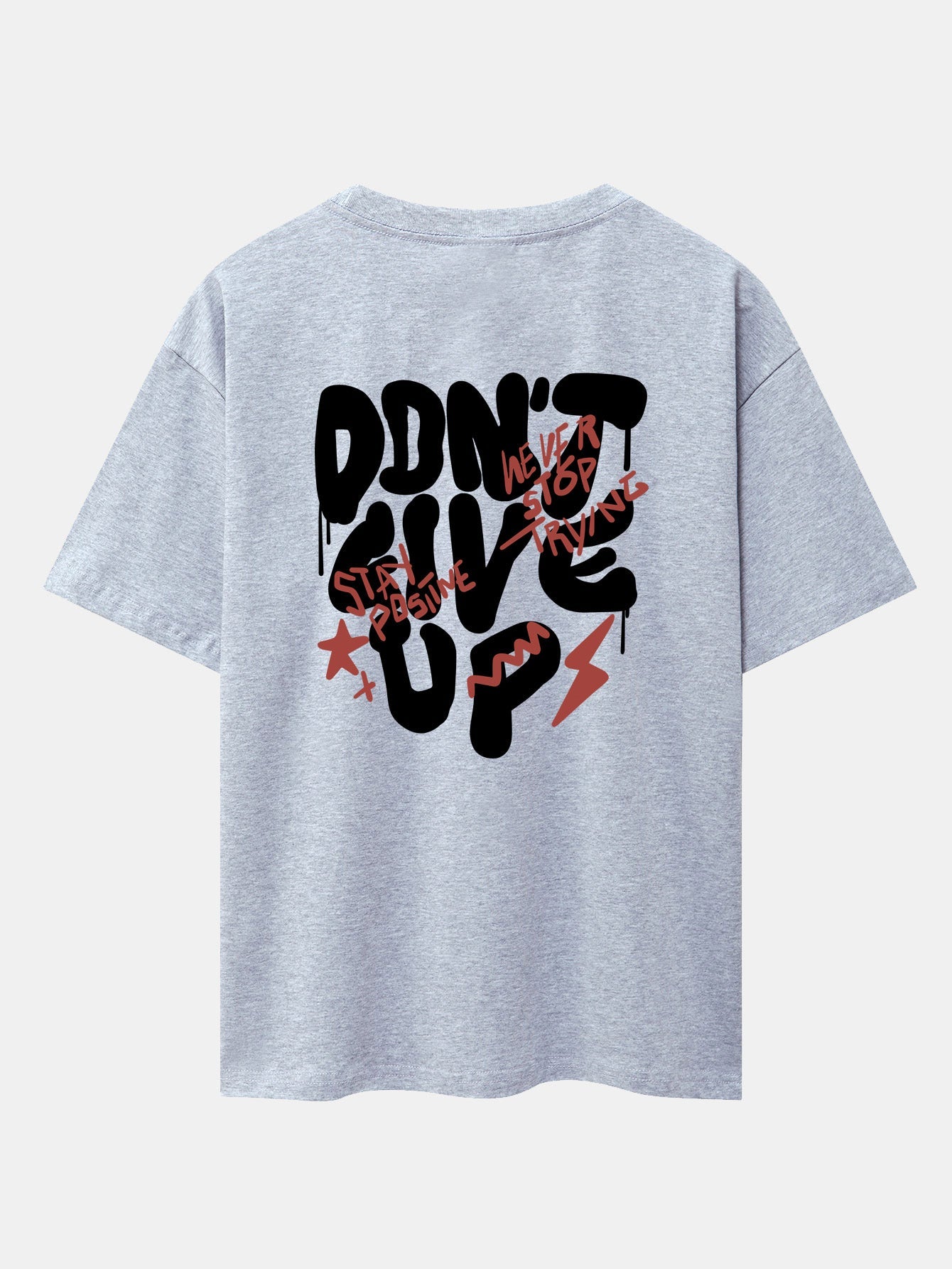 Don't Give Up Print Drop Shoulder Oversize T-Shirt