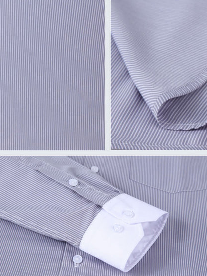 Stripe Contrast Collar Dress Shirt