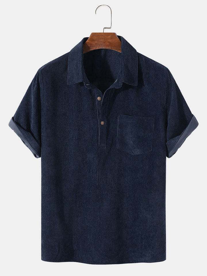 قمصان أساسية قصيرة الأكمام من قماش الكوردuroy