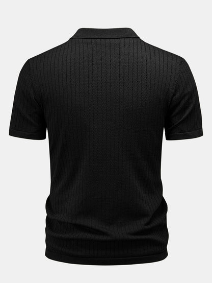 Johnny Collar Open Knit Polo