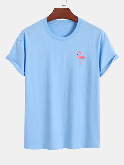 Regular Fit Flamingo Print Cotton T-Shirt