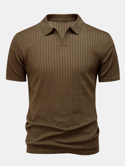 Johnny Collar Open Knit Polo