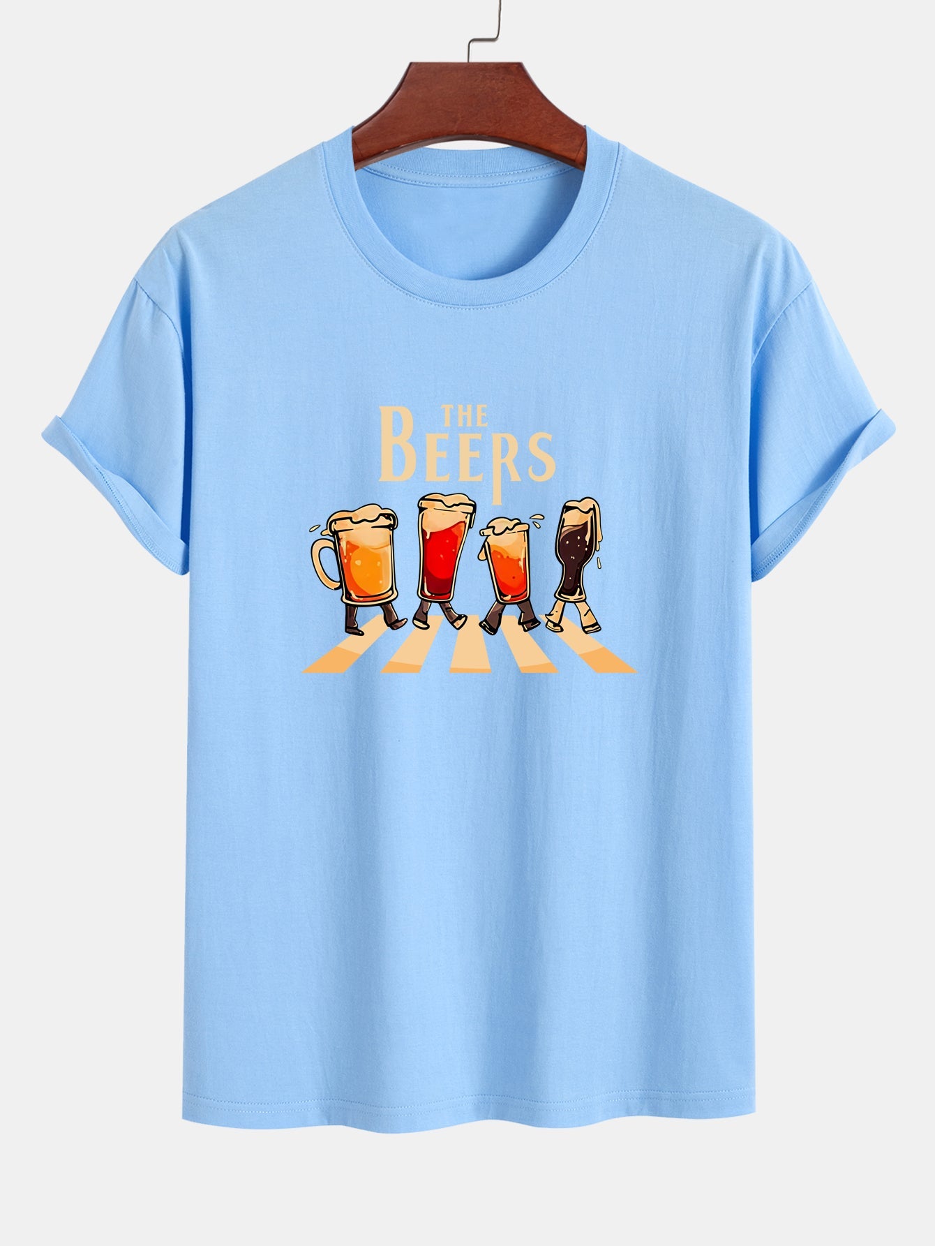 Regular Fit Beer Print Cotton T-Shirt