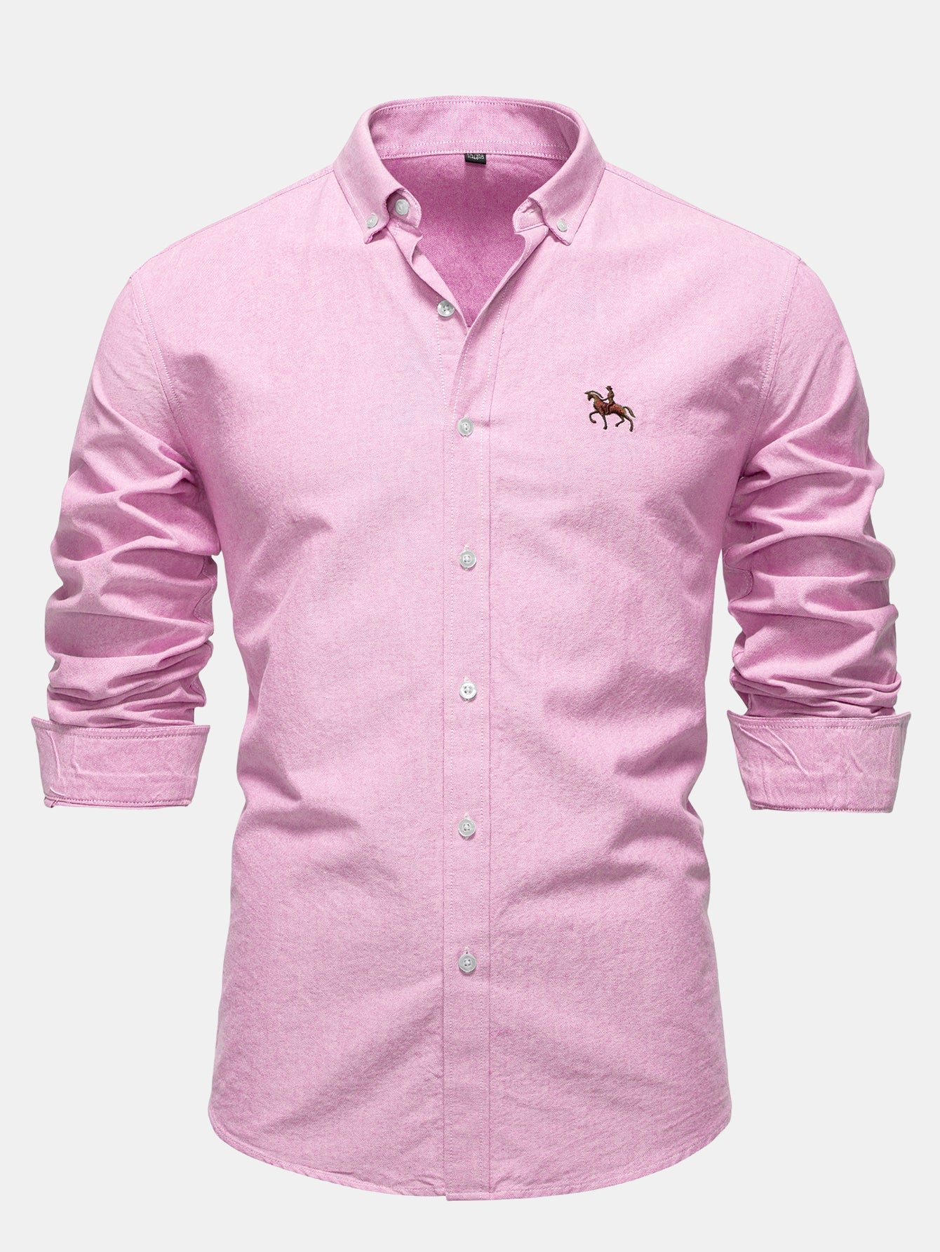 Cowboy Embroidery Cotton Oxford Button Up Shirt