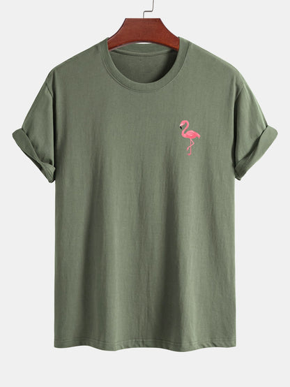 Regular Fit Flamingo Print Cotton T-Shirt