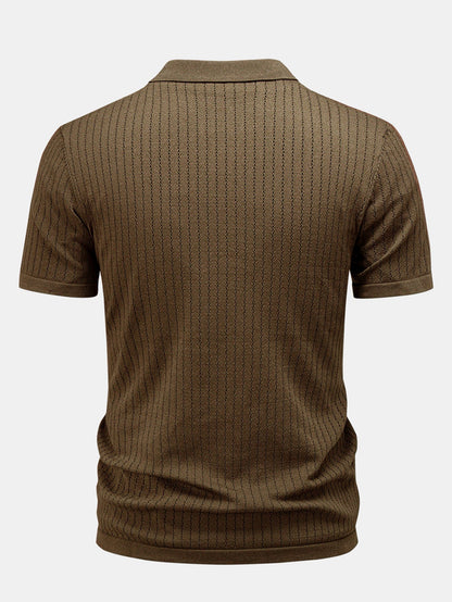 Johnny Collar Open Knit Polo