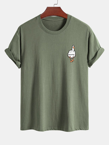 Regular Fit Duck You Print Cotton T-Shirt
