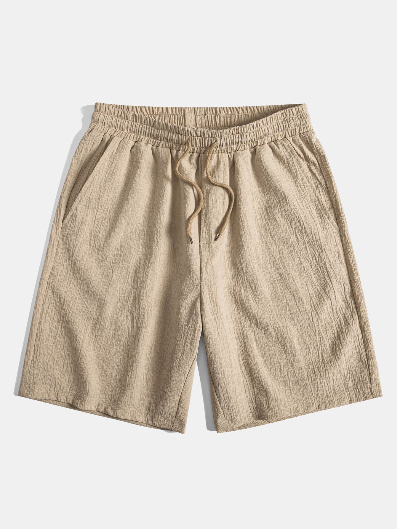 Crinkled Textured Drawstring Shorts