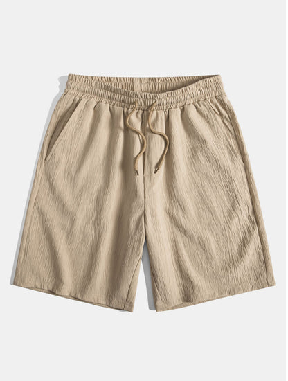 Crinkled Textured Drawstring Shorts