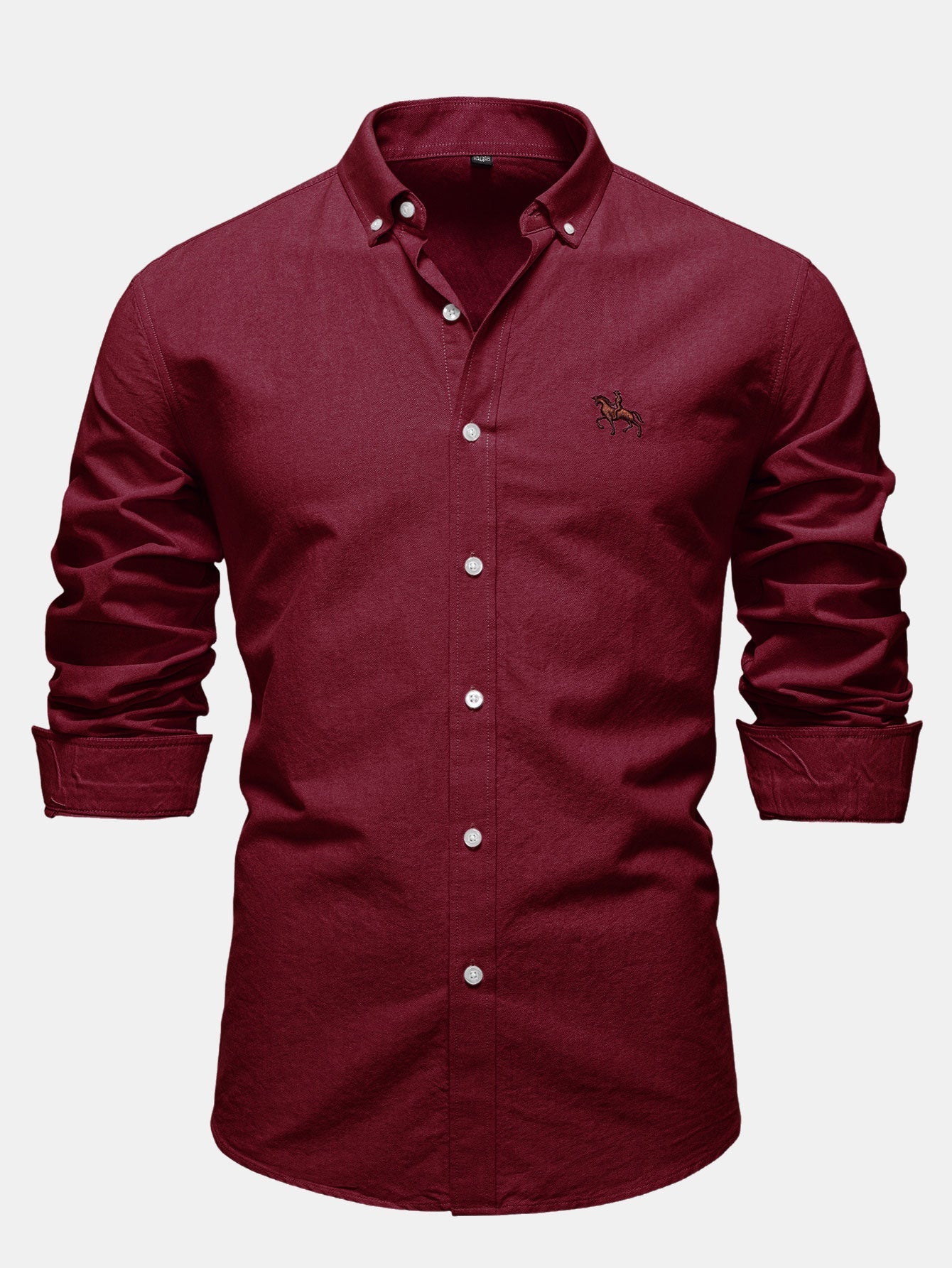 Cowboy Embroidery Cotton Oxford Button Up Shirt