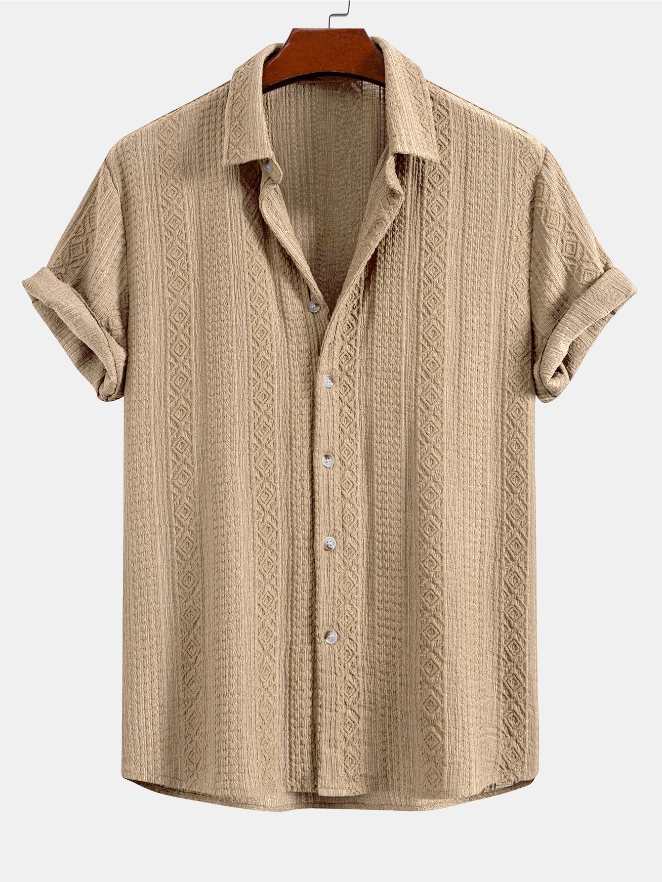 Geometric Jacquard Button Up Shirt