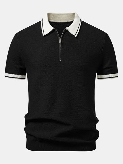 Contrast Zipper Knit Polo