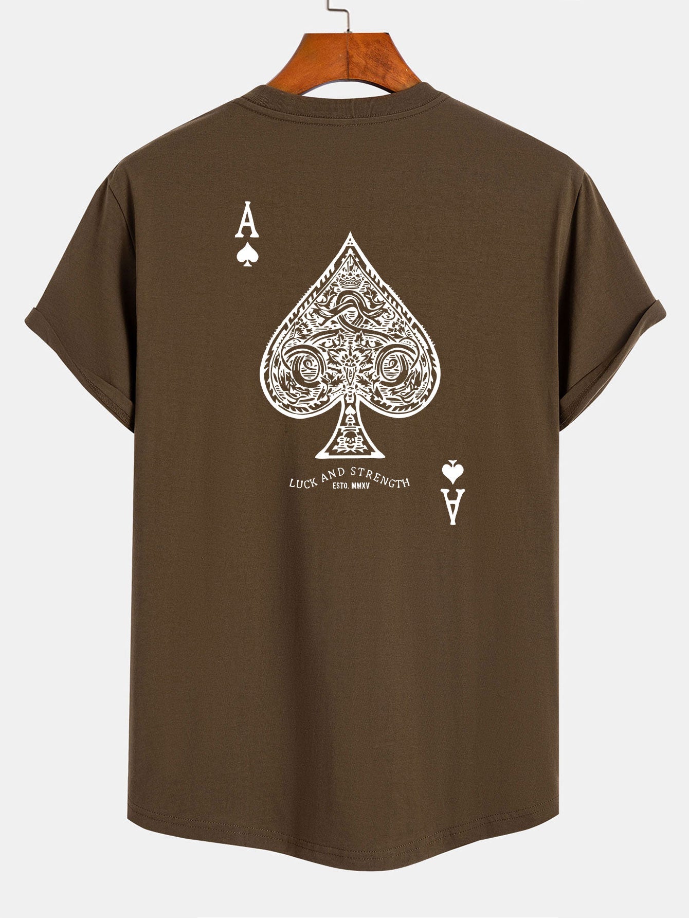 Ace Of Spades Print Cotton Arc Hem T-Shirt