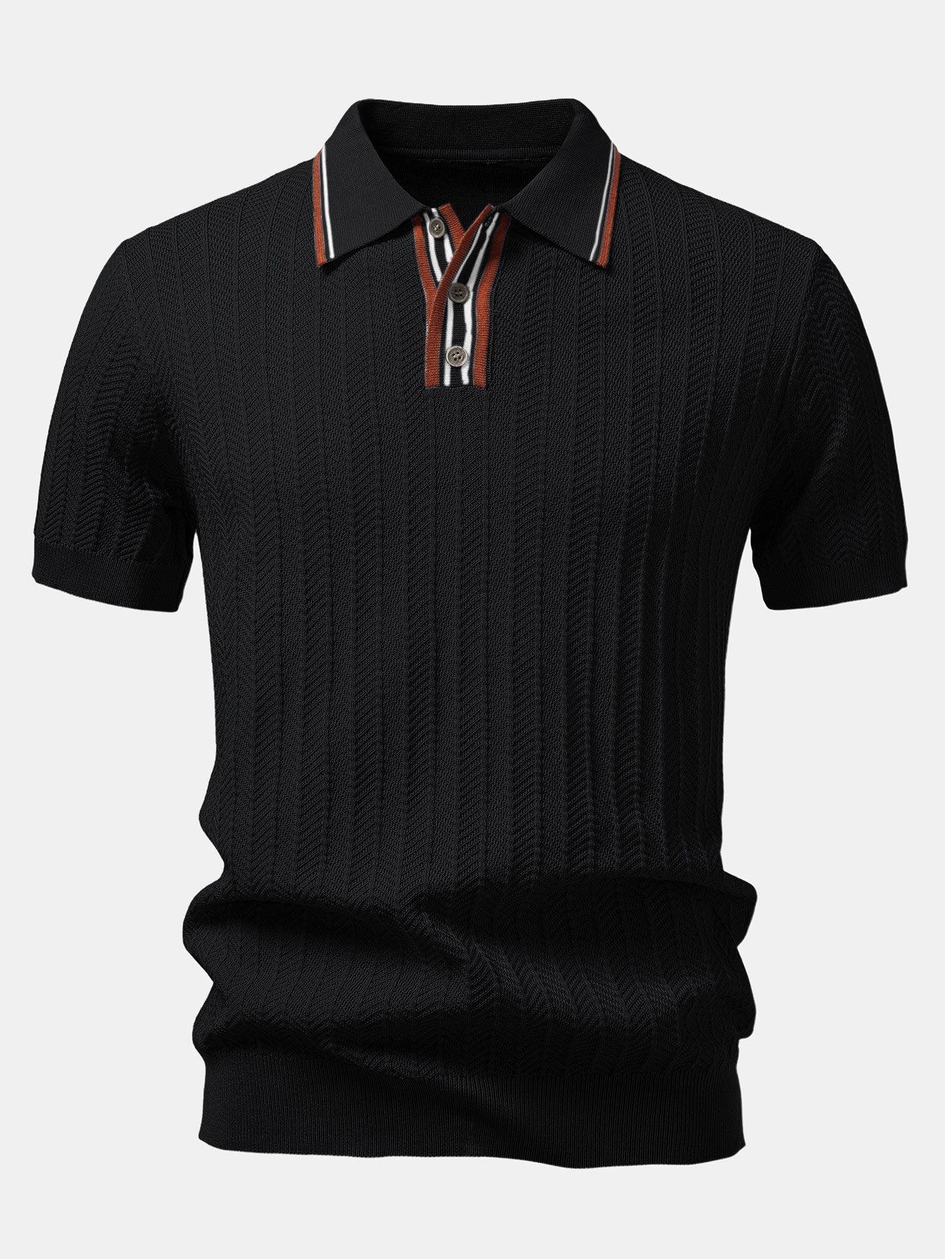 Contrast Textured Knit Polo