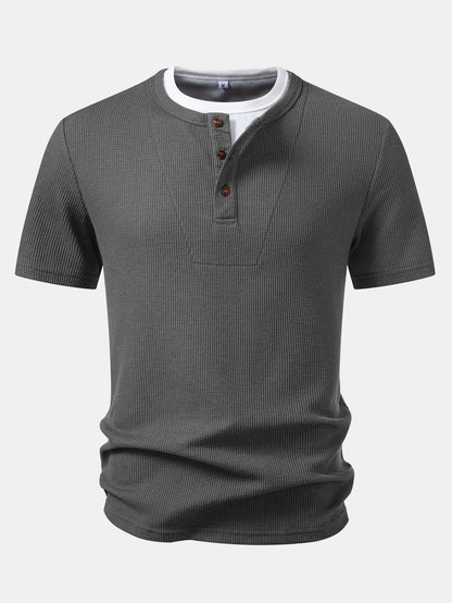2 In 1 Waffle Henley Shirt