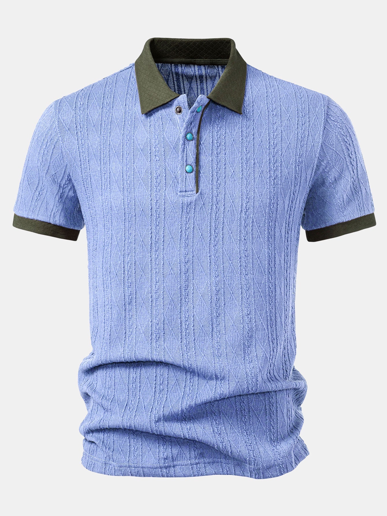 Contrast Collar Geometric Jacquard Knit Polo