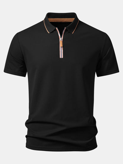 Textured Zipper Polo