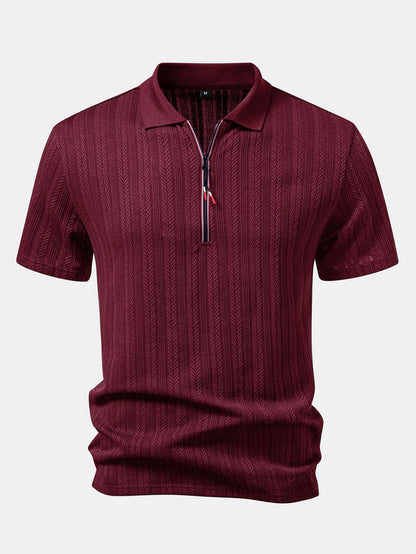 Textured Zipper Polo