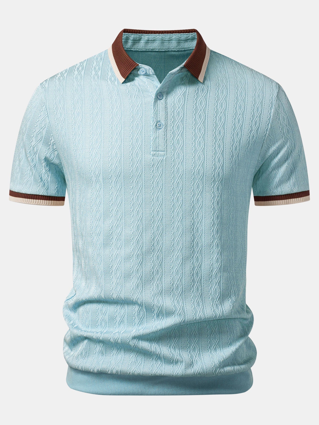 Contrast Trim Textured Knit Polo