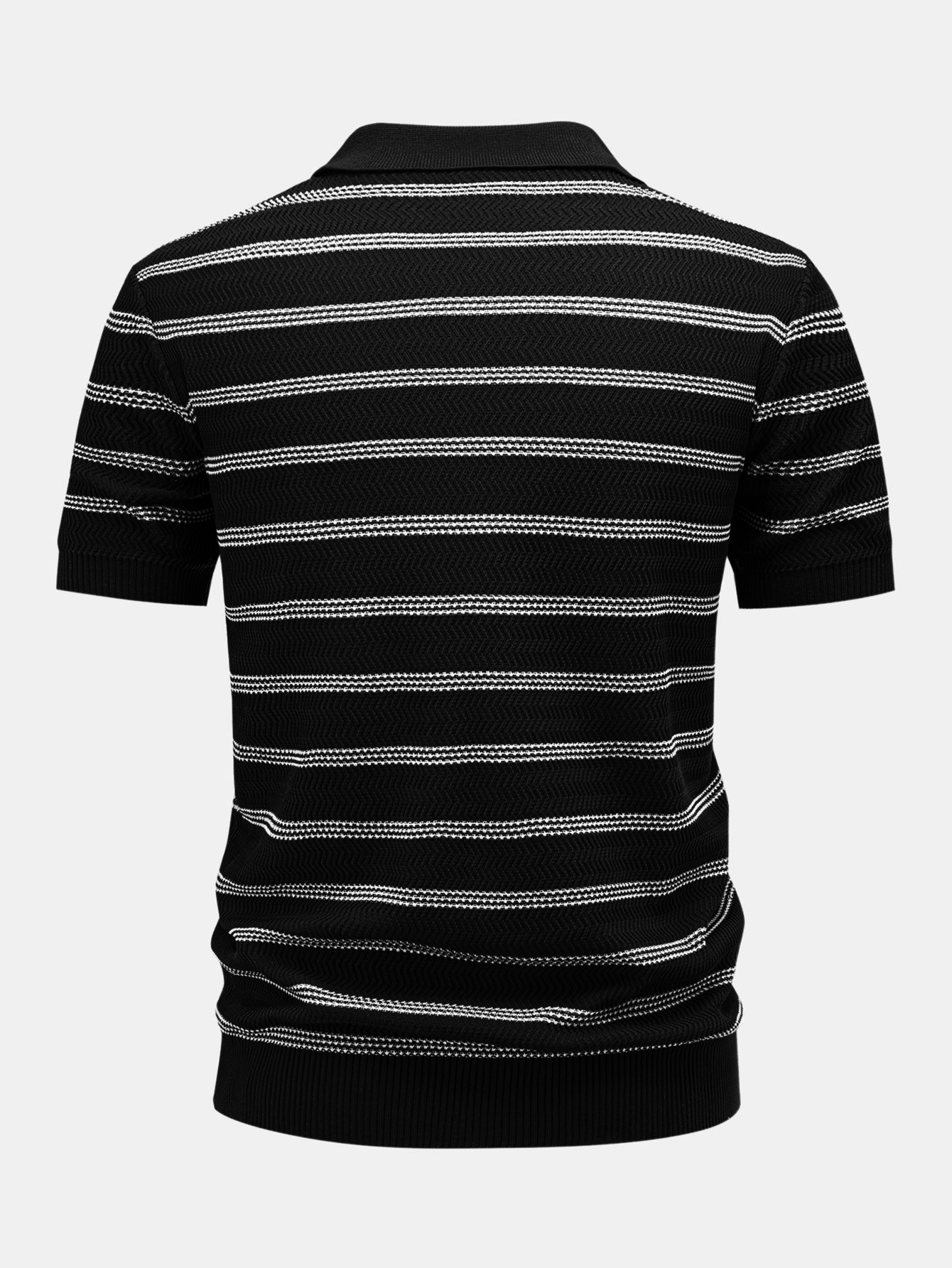 Striped Zipper Knit Polo