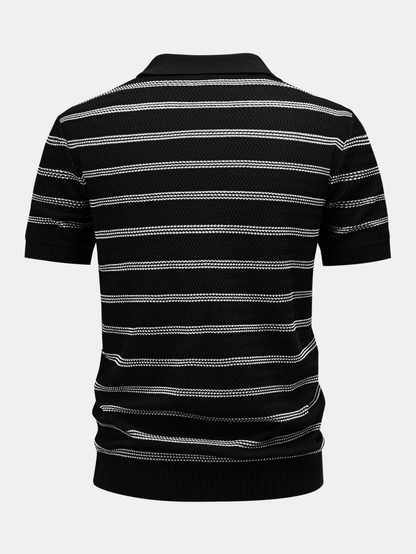 Striped Zipper Knit Polo