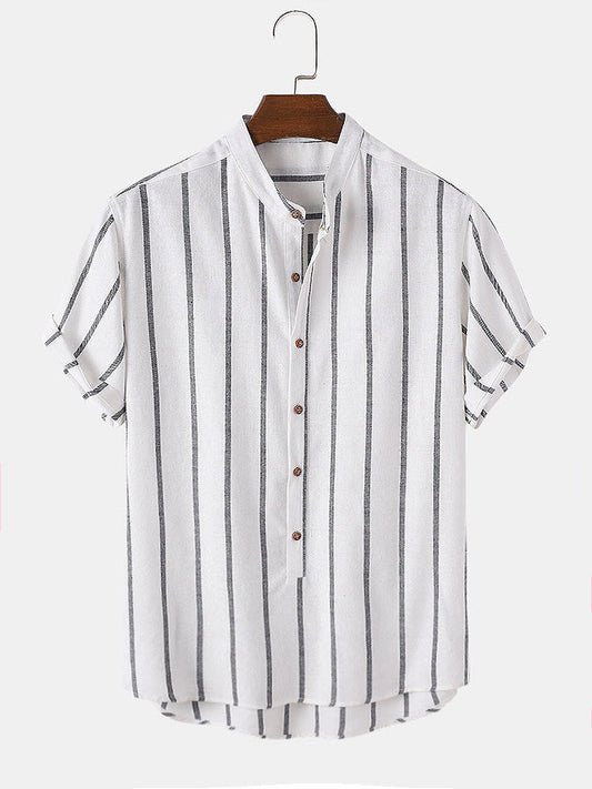 Stripes Cotton Henley Shirts