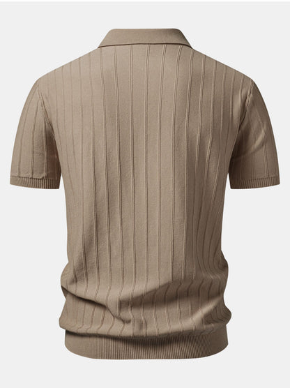 Stripe Johnny Collar Knit Polo