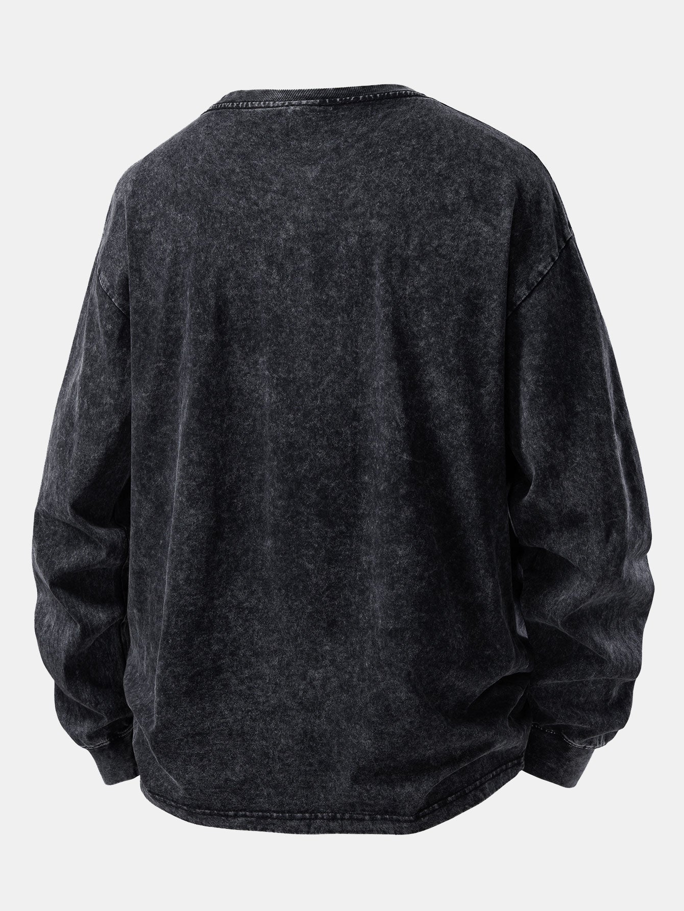 Relax Fit Long Sleeve Washed Distressed T-Shirt