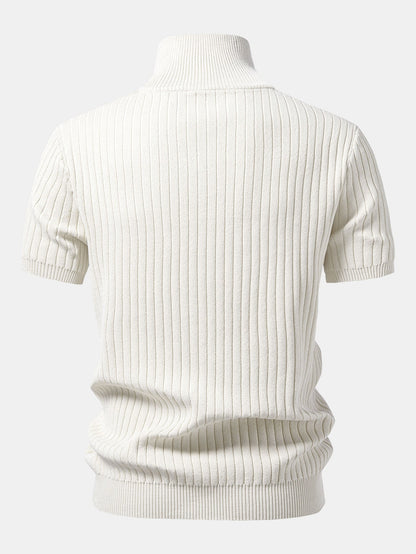 Ribbed Quarter Zip Knit Polo