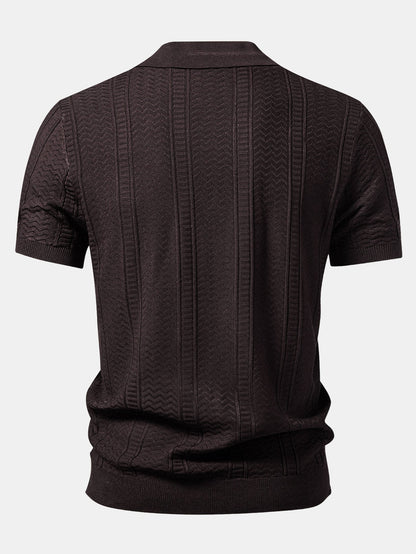 Geometric Jacquard Knit Polo
