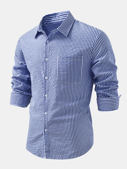 Seersucker Striped Button Up Shirt