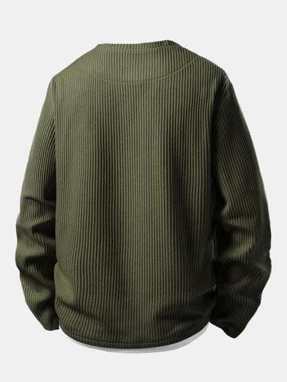 Relax Fit Waffle 2 In 1 Notched Collar T-Shirt