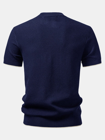 Contrast Trim Textured Knit T-Shirt