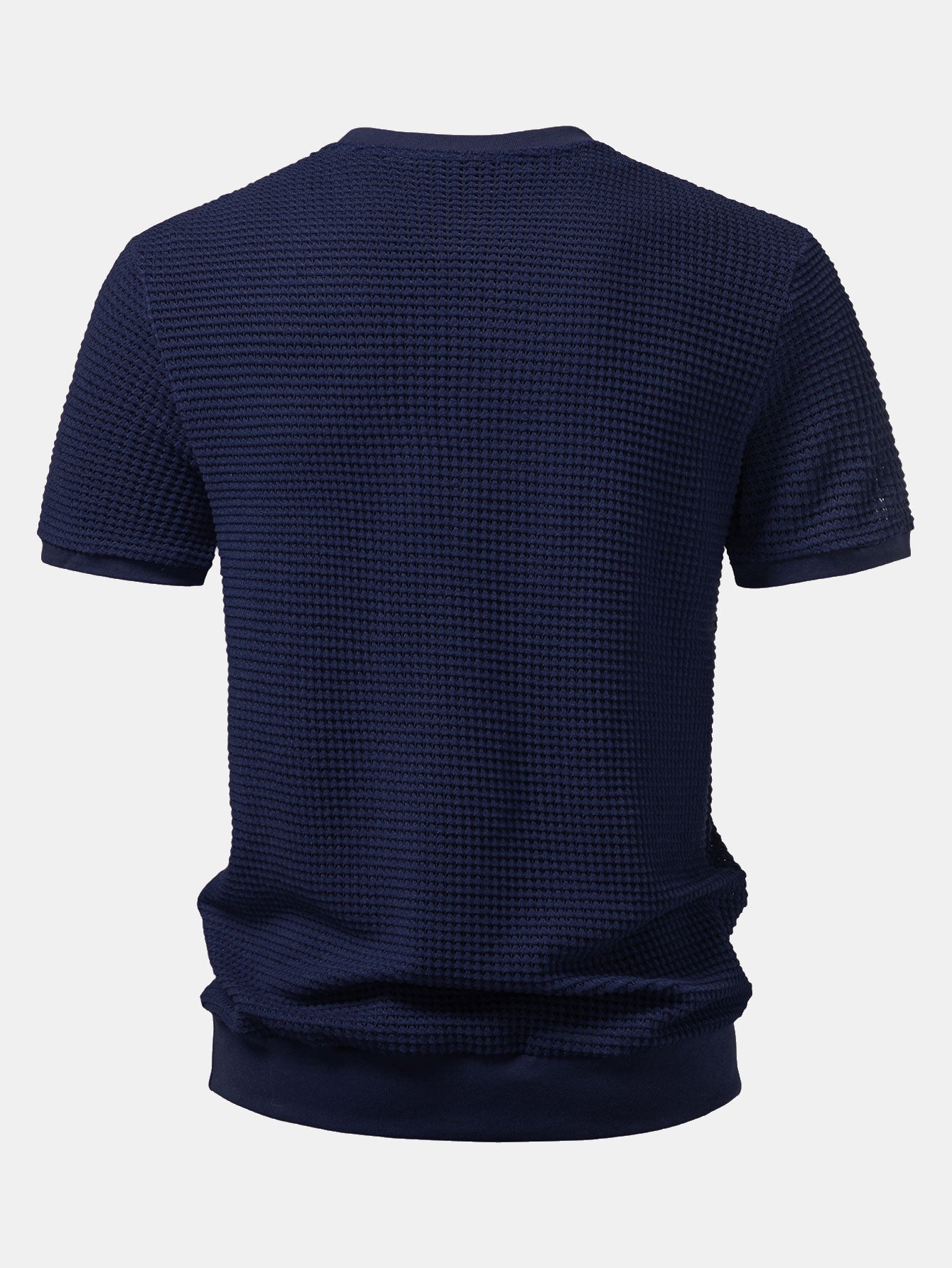 Short Sleeve Waffle Ribbed Hem T-Shirt