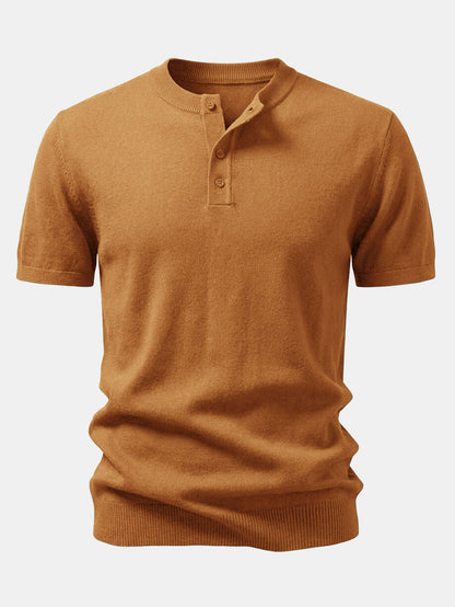 Short Sleeve Knit Henley Shirt