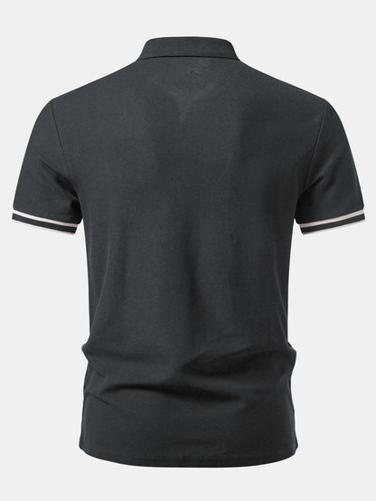 Contrast Trim Zipper Polo