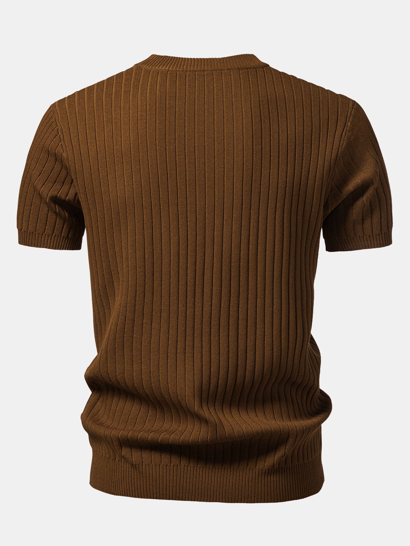 Ribbed Crew Neck Knit T-Shirt