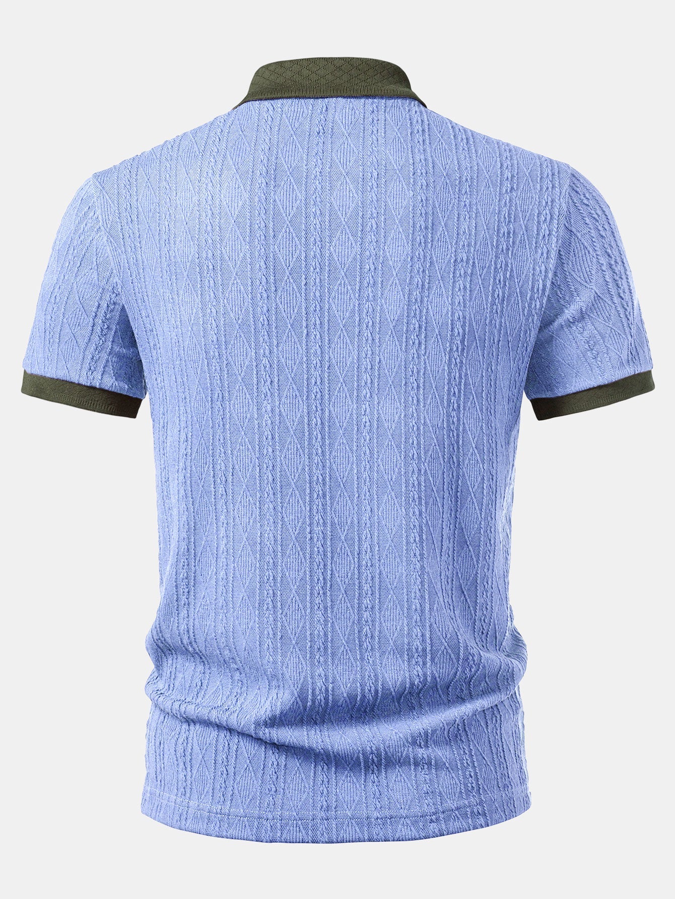 Contrast Collar Geometric Jacquard Knit Polo