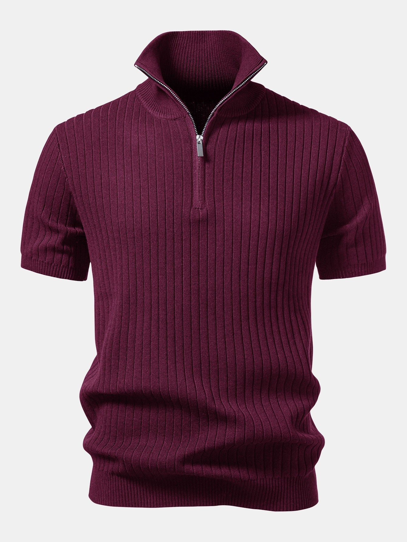 Ribbed Quarter Zip Knit Polo