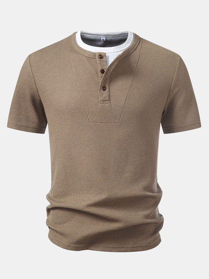 2 In 1 Waffle Henley Shirt