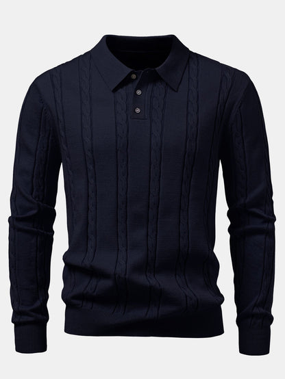 Long Sleeve Twist Knit Polo Shirt