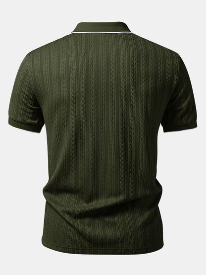 Geometric Jacquard Johnny Collar Polo