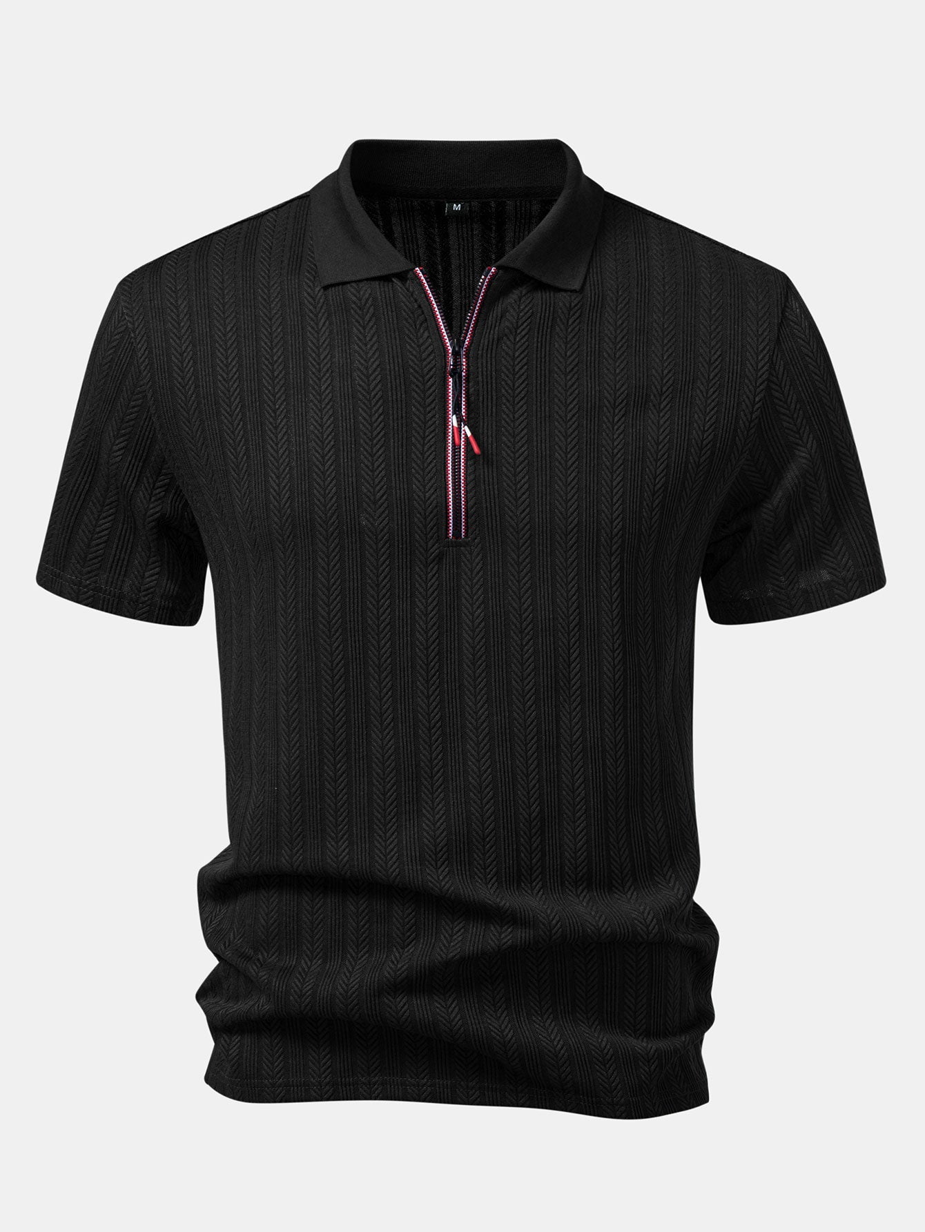 Textured Zipper Polo