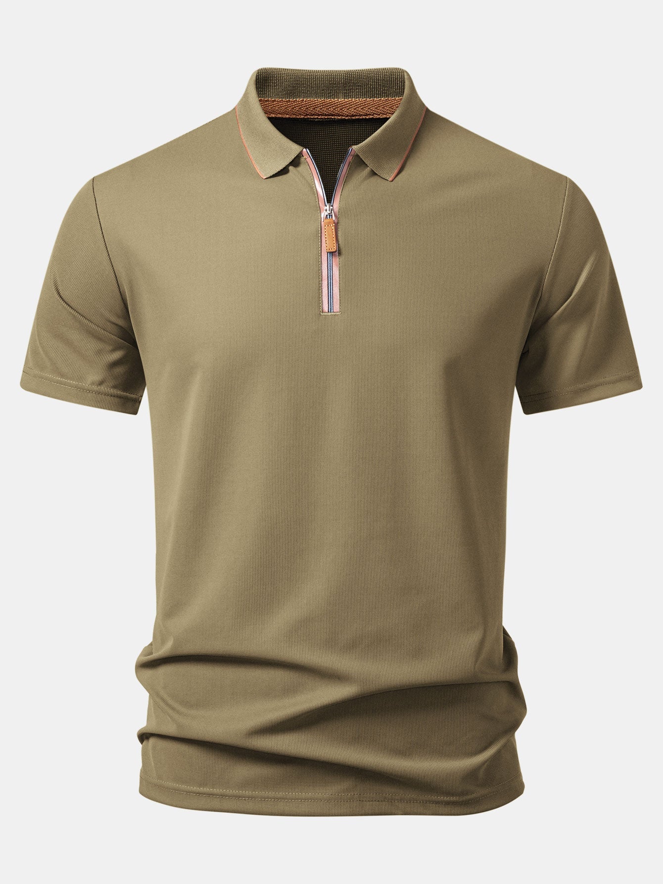 Textured Zipper Polo