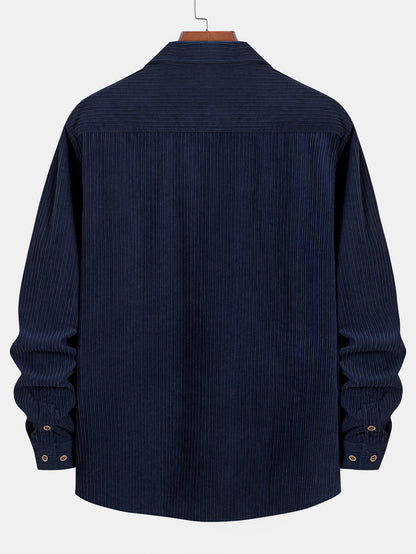 Long Sleeve Corduroy Pocket Button Up Shirt