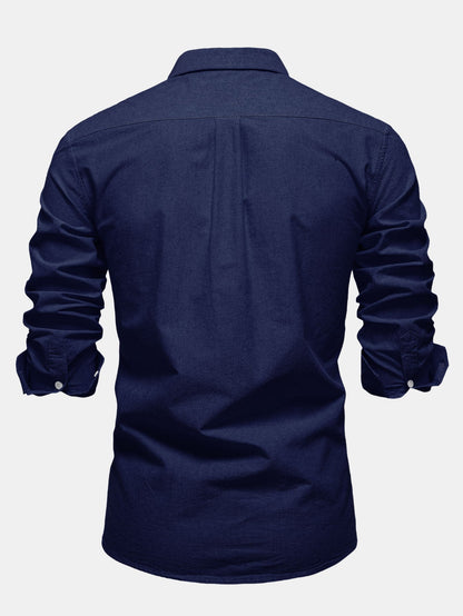 Cowboy Embroidery Cotton Oxford Button Up Shirt