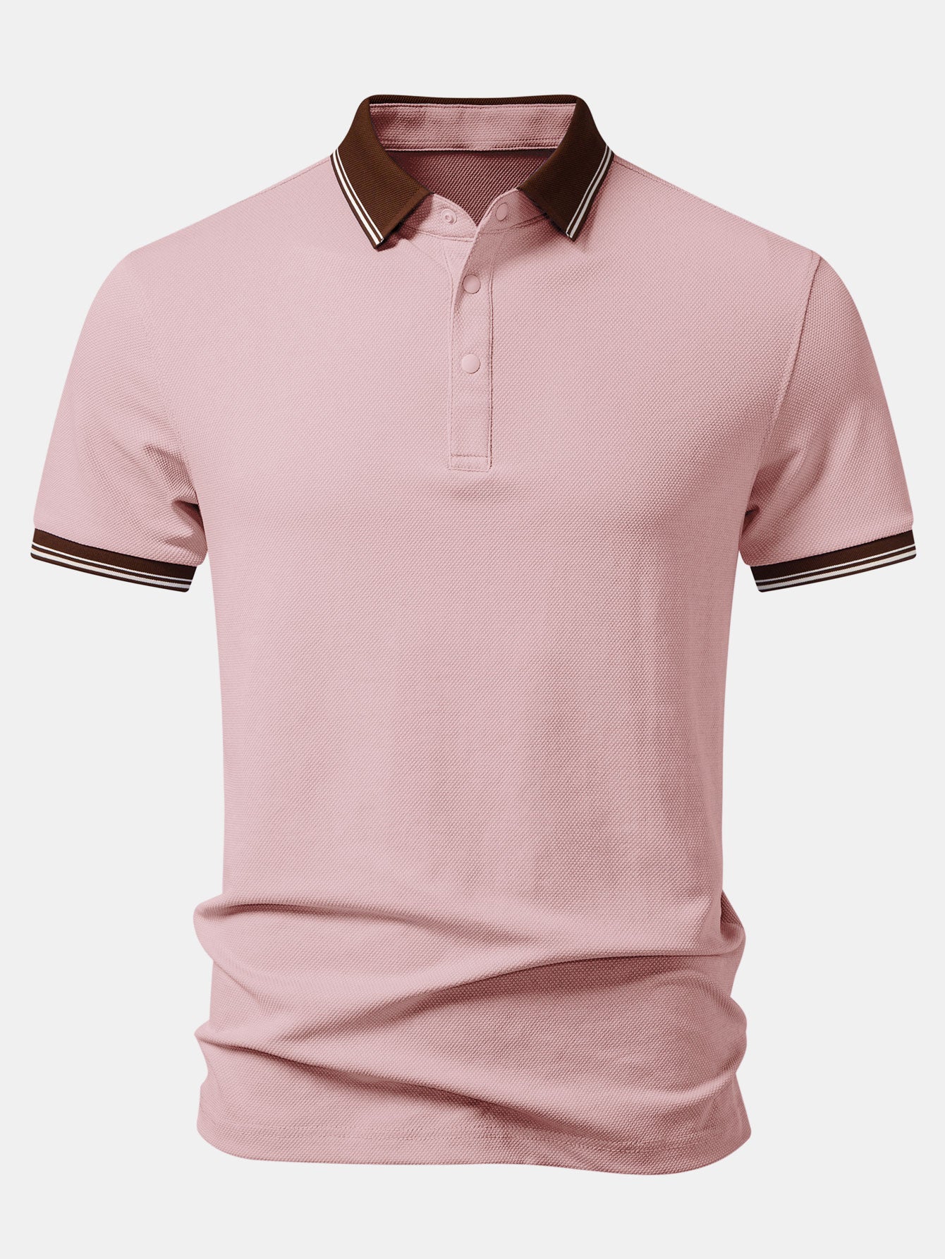 Contrast Trim Textured Polo