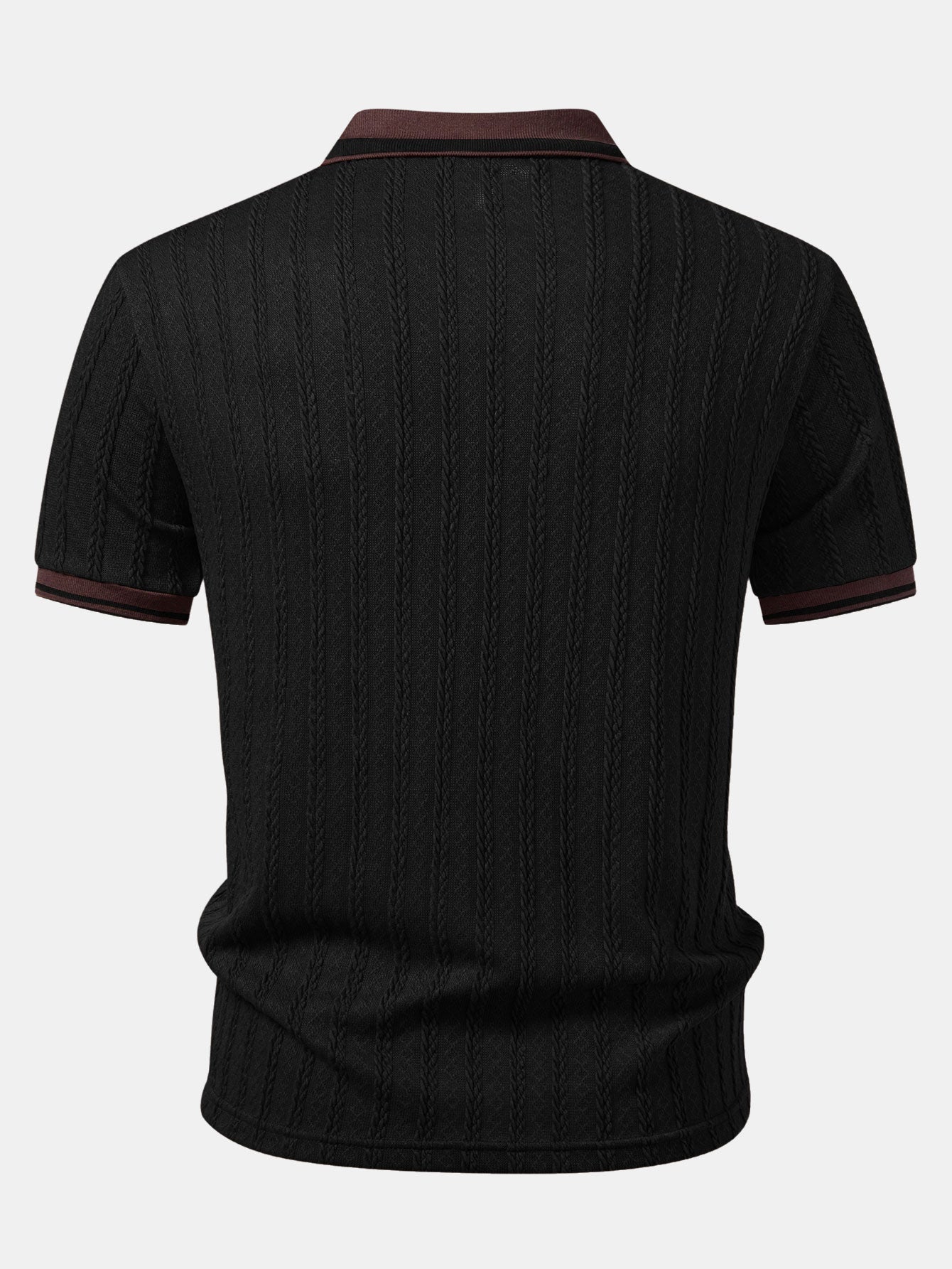 Wheat Ear Jacquard Zipper Knit Polo